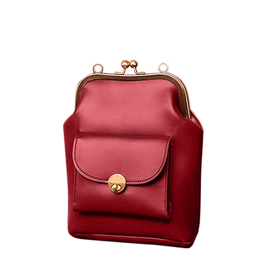 Vintage Klem Sluiting Leren Tas - Grace's Retro Chic Essentie