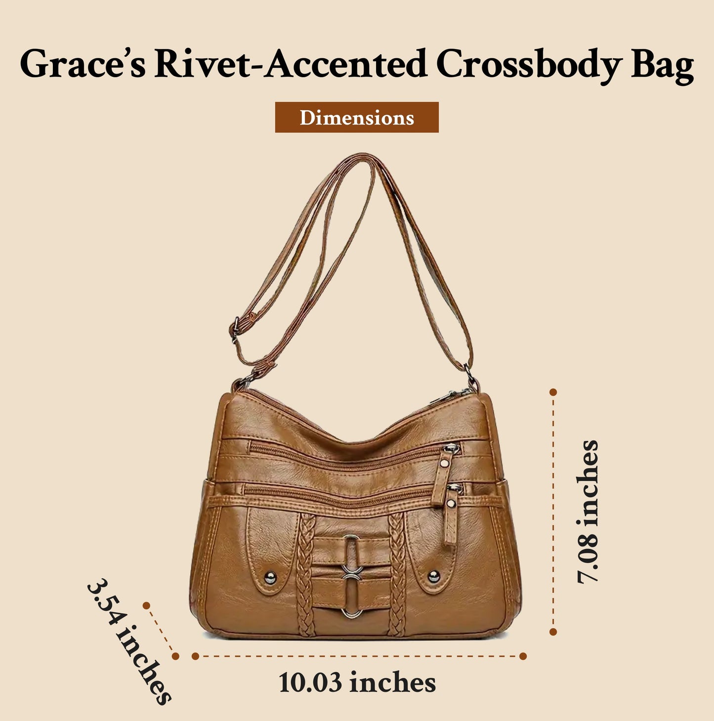 Grace's Crossbody met Klinknagels | Anti-Diefstal Schoudertas