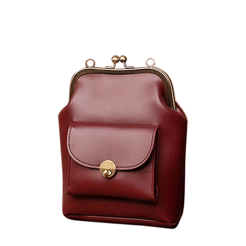 Vintage Klem Sluiting Leren Tas - Grace's Retro Chic Essentie